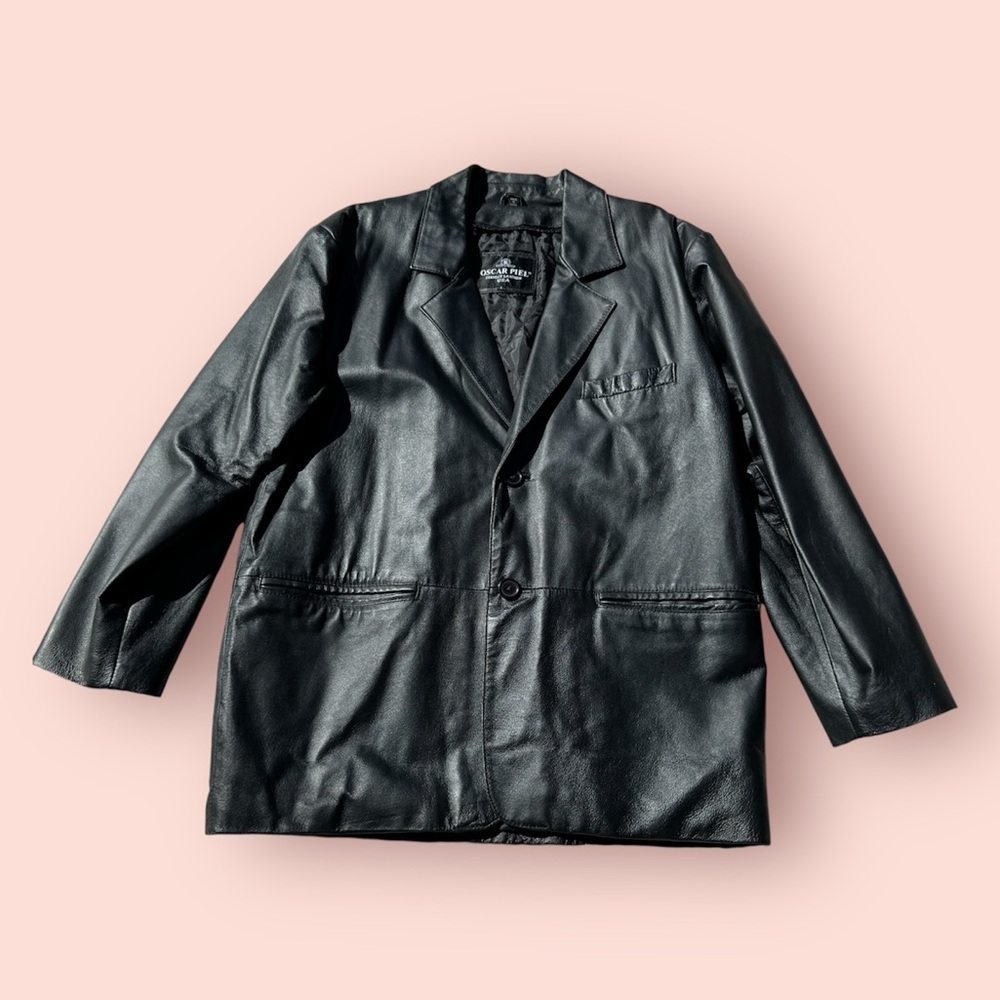 Vintage Oscar Piel Leather Blazer Coat